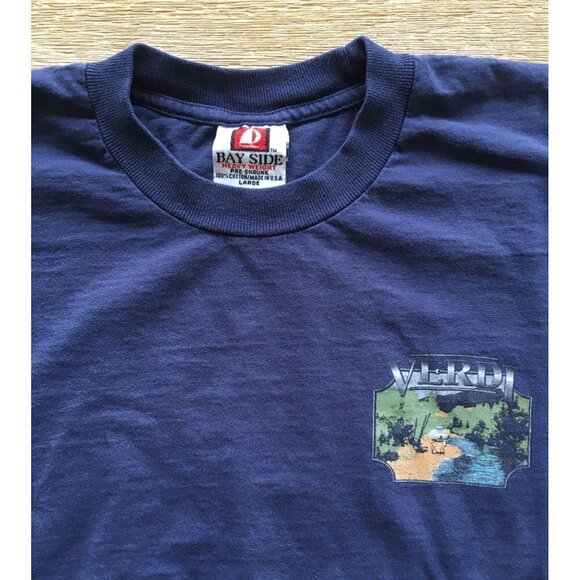 Vintage Verdi Nevada Long Sleeve T Shirt Mens Size Large Blue USA Made - Picture 2 of 5